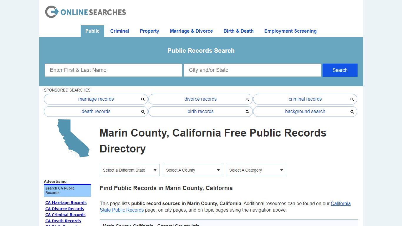Marin County, California Public Records Directory