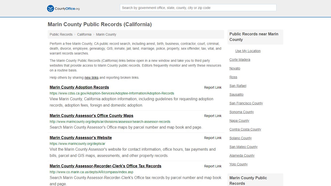 Public Records - Marin County, CA (Business, Criminal, GIS ...